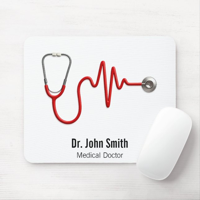 Alfombrilla De Ratón Stethoscope EKG Línea latido ECG Wave Médico (Con ratón)