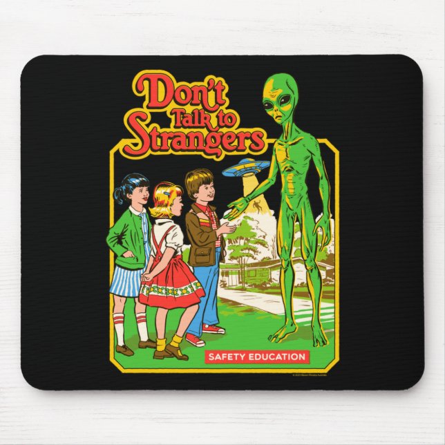 Alfombrilla De Ratón Steven Rhodes Don't Talk To Strangers Alien Retro  (Frente)