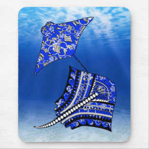Alfombrilla De Ratón Stingrays tribales azules