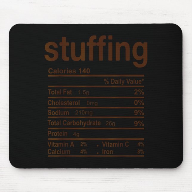 Alfombrilla De Ratón Stuffing Nutrition Facts Funny Thanksgiving Food C (Frente)