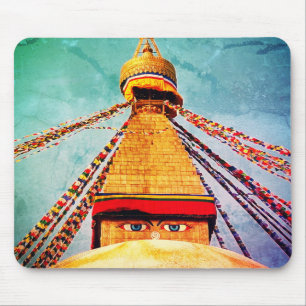 Alfombrilla De Ratón Stupa Boudhanath, Buda de época, Himalayas, Nepal