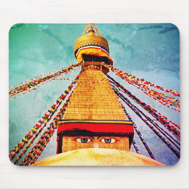 Alfombrilla De Ratón Stupa Boudhanath, Buda de época, Himalayas, Nepal (Frente)
