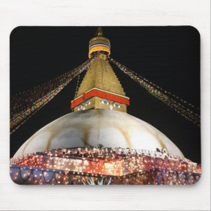 Alfombrilla De Ratón Stupa Boudhanath, Katmandú de noche - Nepal
