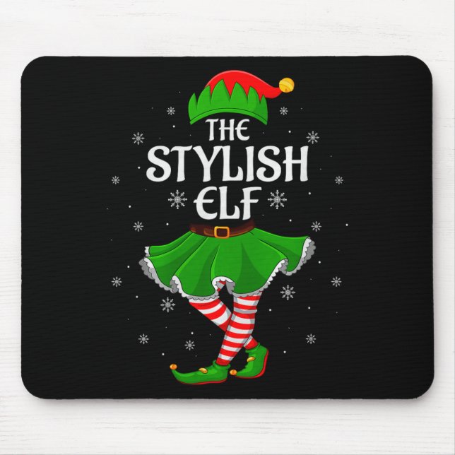 Alfombrilla De Ratón Stylish Elf Christmas Family Girls Women Elf Squad (Frente)