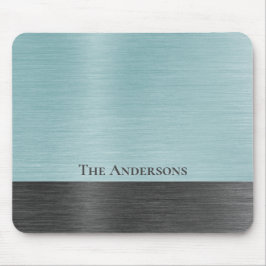 Alfombrilla De Ratón Stylish Monogram Teal Grey Metallic