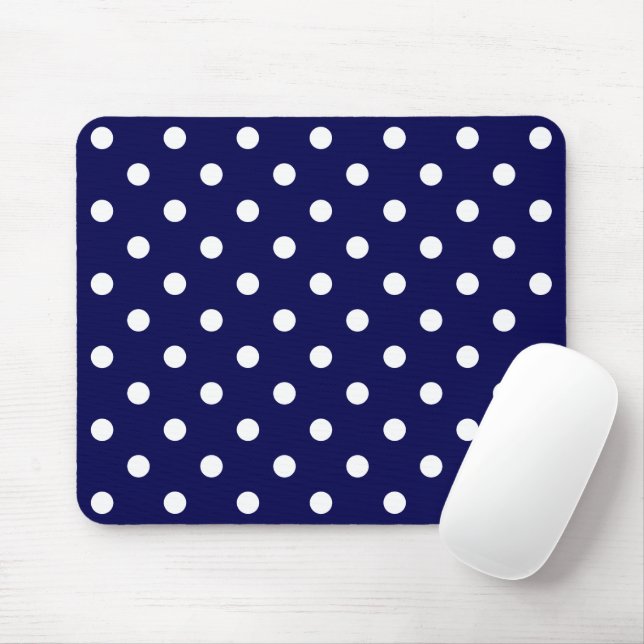 Alfombrilla De Ratón  Stylish Polka Dots On Dark Blue Mouse Pad (Con ratón)