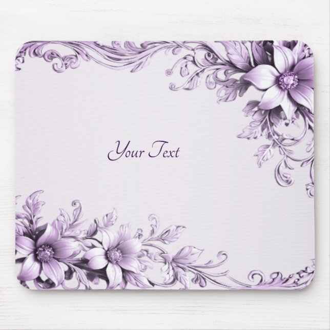 Alfombrilla De Ratón Stylish Purple Flowers Mousepad (Frente)