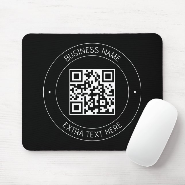 Alfombrilla De Ratón Su código QR y su texto editable | Blanco y negro (Con ratón)