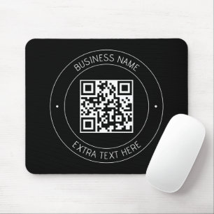 Alfombrilla De Ratón Su código QR y texto editable Negro y blanco