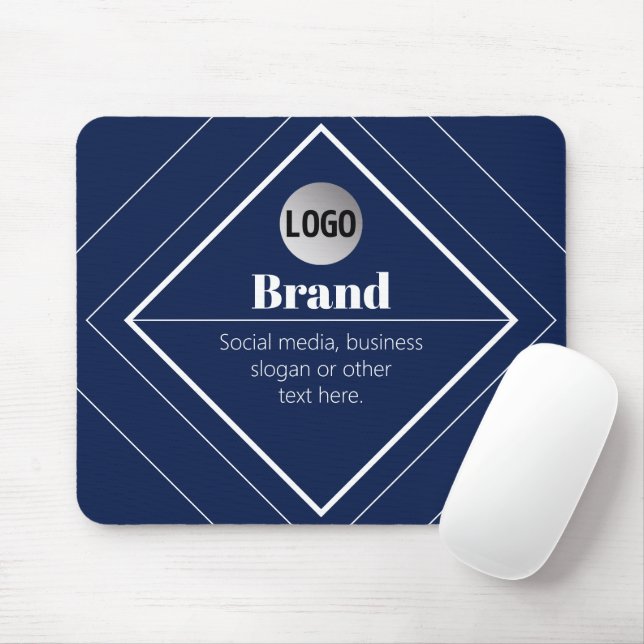 Alfombrilla De Ratón Su logotipo y diseño moderno personalizable | Azul (Con ratón)