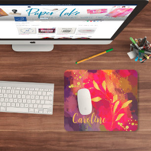 Alfombrilla De Ratón Su nombre Gold Splashed Bright Scarlet Resumen