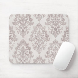 Alfombrilla De Ratón Suave Floral Clásico de Acuarela Damask Taupe