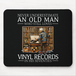 Alfombrilla De Ratón Subestimar a un viejo que ama los discos de vinilo