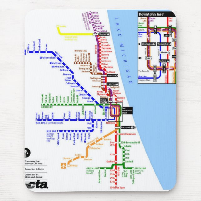 Alfombrilla De Ratón Subterráneo Mousepad de Chicago (Frente)