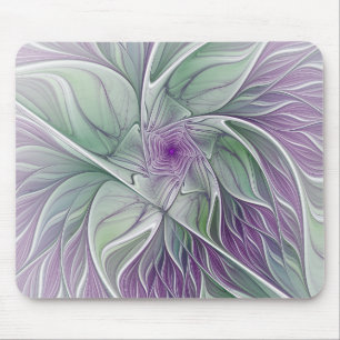 Alfombrilla De Ratón Sueño de Flor, Arte Fractal Abstracto Púrpura Verd