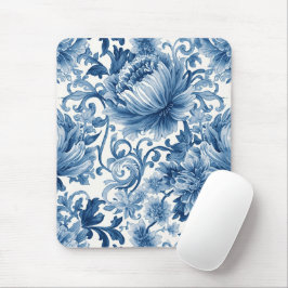 Alfombrilla De Ratón Sueños Azules | Chinoisería de Acuarela Floral