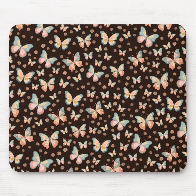 Alfombrilla De Ratón Sueños bohemios de mariposas y flores. (Frente)
