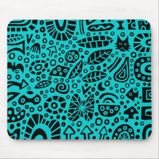 Alfombrilla De Ratón Sueños Catnip - Negro sobre azul 00CCCC