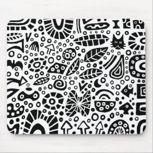 Alfombrilla De Ratón Sueños de Catnip - Negro sobre blanco