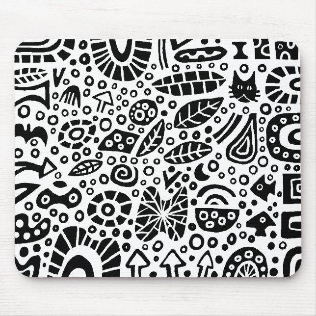 Alfombrilla De Ratón Sueños de Catnip - Negro sobre blanco (Frente)