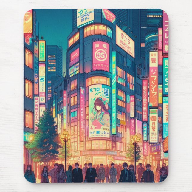 Alfombrilla De Ratón Sueños de neón de Shibuya (Frente)