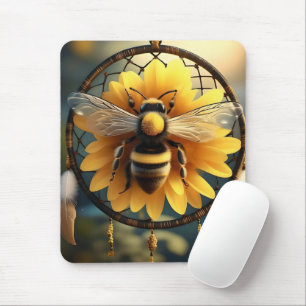 Alfombrilla De Ratón "Sueños Zumbantes: Atrapasueños de Abeja y Girasol