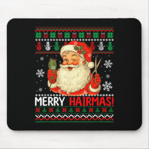 Alfombrilla De Ratón Suéter de Navidad Feliz Hairmas Santa Peluquero