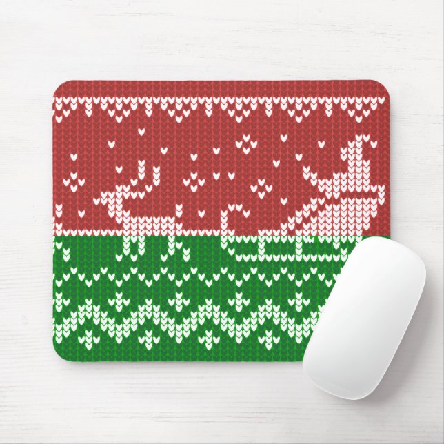 Alfombrilla De Ratón Suéter fea Santa Claus trineo y renos (Con ratón)