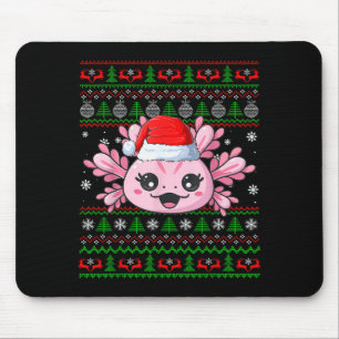 Alfombrilla De Ratón Suéter feo de Navidad de Axolotl Santa Cabeza de A