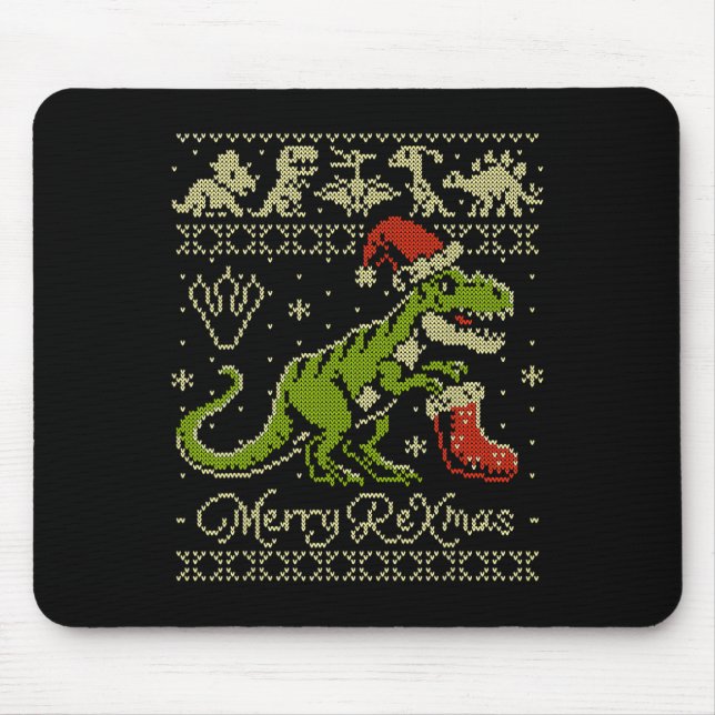 Alfombrilla De Ratón Suéter feo de Navidad de dinosaurio - Navidad dive (Frente)