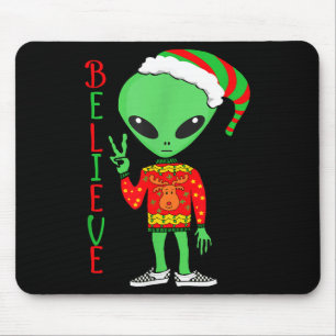 Alfombrilla De Ratón Suéter feo de Navidad divertido del alienígena cre