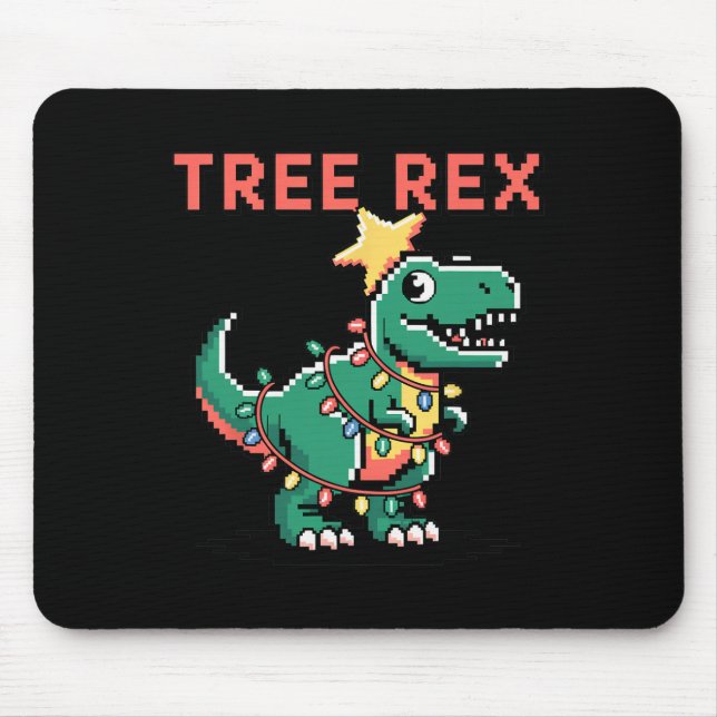 Alfombrilla De Ratón Suéter feo de Navidad Tree Rex Dinosaurio Navidad (Frente)
