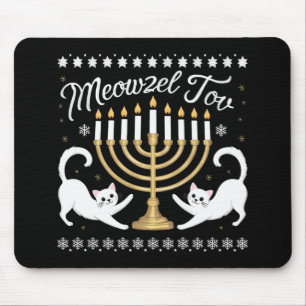 Alfombrilla De Ratón Suéter Feo Divertido Meowzel Tov Janucá Hanukkah
