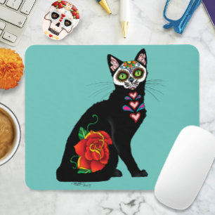 Alfombrilla De Ratón Sugar Skull Black Cat