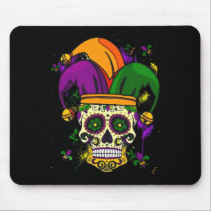 Alfombrilla De Ratón Sugar Skull Jester Gorra Mardi Gras Fat Tuesday Ca