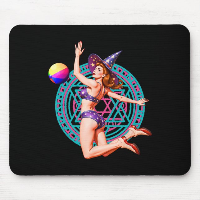 Alfombrilla De Ratón Summerween Beach Ll Pin-up Y Witch Halloween Magic (Frente)