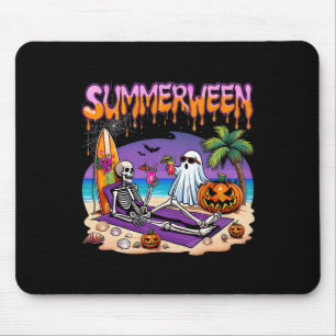 Alfombrilla De Ratón Summerween Skeleton Ghost Beach Funny Spooky Hallo