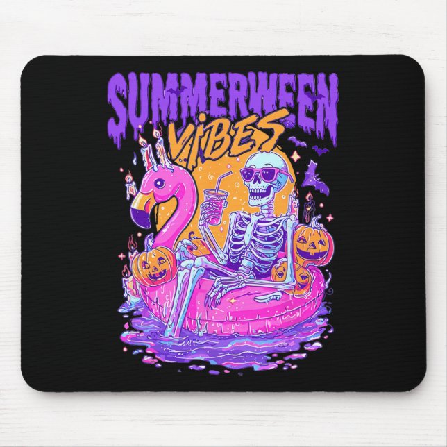 Alfombrilla De Ratón Summerween Skeleton Spooky Summer Beach Skelly Hal (Frente)