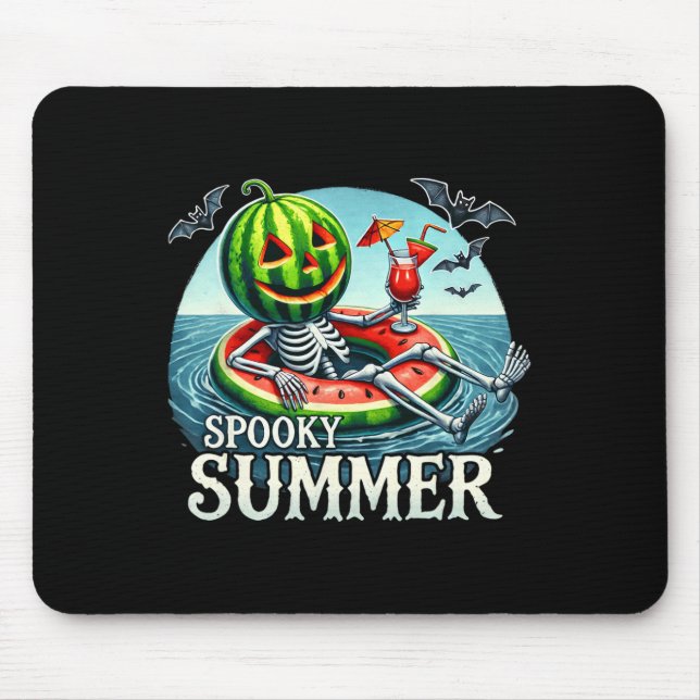 Alfombrilla De Ratón Summerween Vibes Funny Skeleton Halloween Beach Va (Frente)