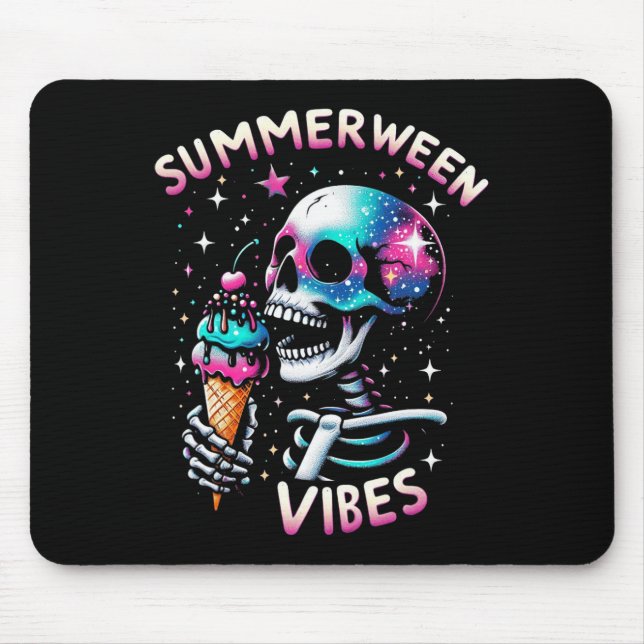 Alfombrilla De Ratón Summerween Vibes Skeleton Ice Cream Summer Hallowe (Frente)