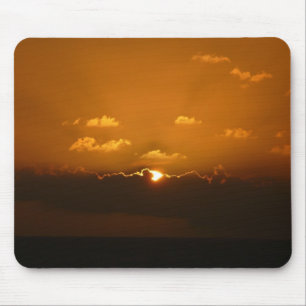 Alfombrilla De Ratón Sun Behind Clouds I Naranja Sunset Photo