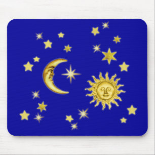 Alfombrilla De Ratón Sun, luna y estrellas