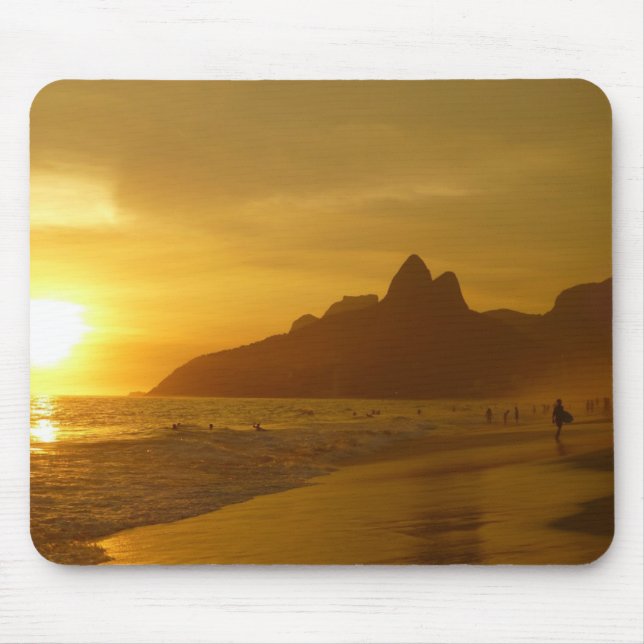 Alfombrilla De Ratón Sun Set en la playa de Ipanema Brasil (Frente)