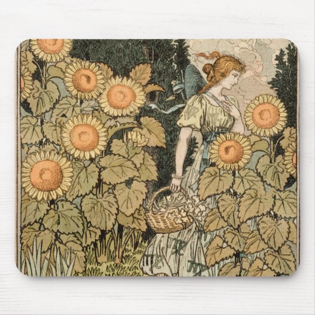 Alfombrilla De Ratón Sunflower Art Nouveau Garden Grasset Mujer (Frente)