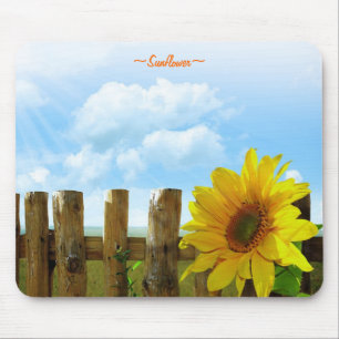 Alfombrilla De Ratón Sunflower wood fence Mousepad