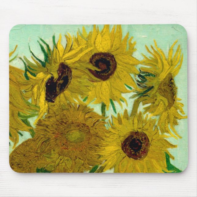 Alfombrilla De Ratón Sunflowers en un Bella Artes Vase Van Gogh (Frente)