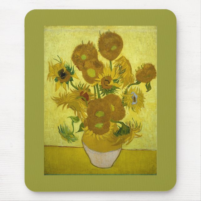 Alfombrilla De Ratón Sunflowers en un Bella Artes Vase Van Gogh (Frente)
