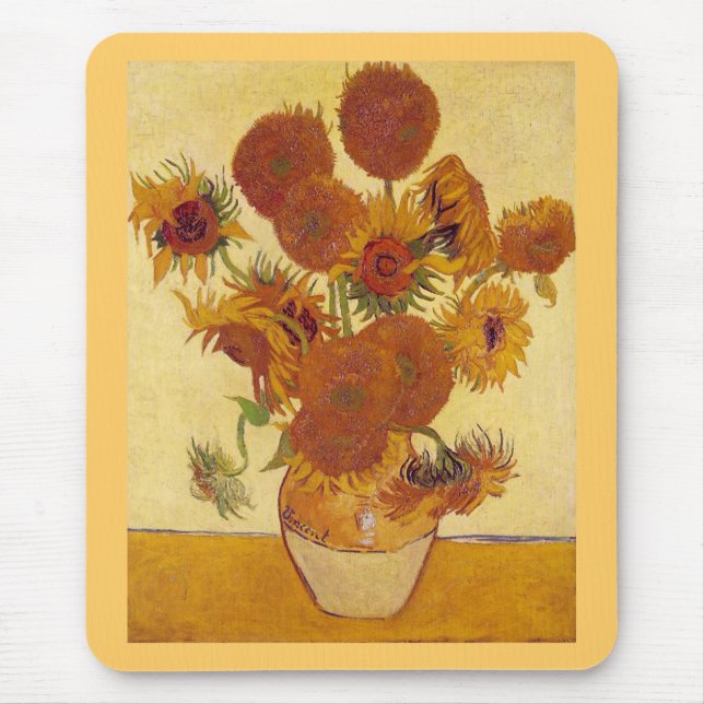 Alfombrilla De Ratón Sunflowers in a Vase (F454) Van Gogh Bella Artes (Frente)