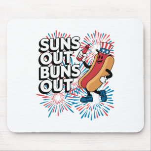 Alfombrilla De Ratón Suns Out Buns Out Funny 4 De Julio Hot Dog Patrio