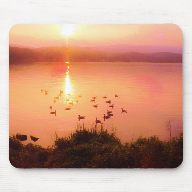 Alfombrilla De Ratón Sunset de lago rosa y melocotón (Frente)